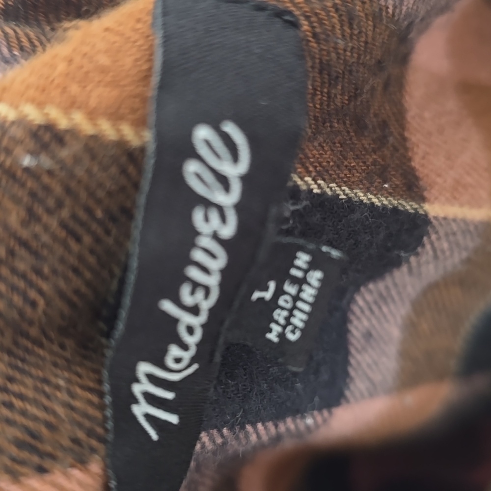 Madewell Ex-boyfriend Brown-Black Checkered Button-down Shirt - Picture 6 of 6